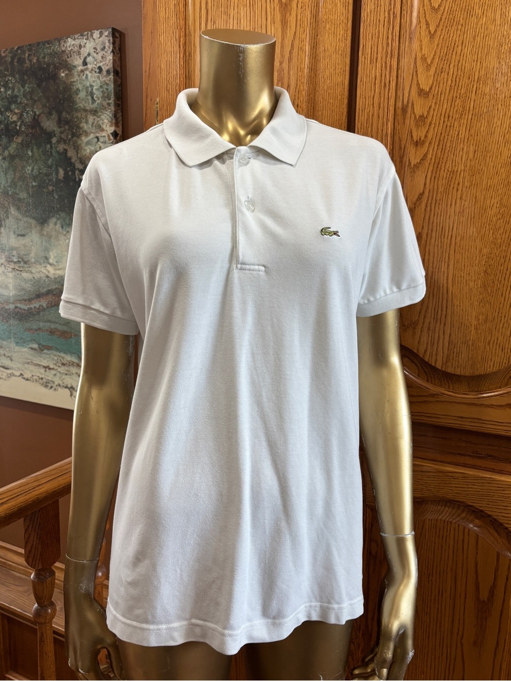Lacoste Men's White Pique Polo with Signature Croc
